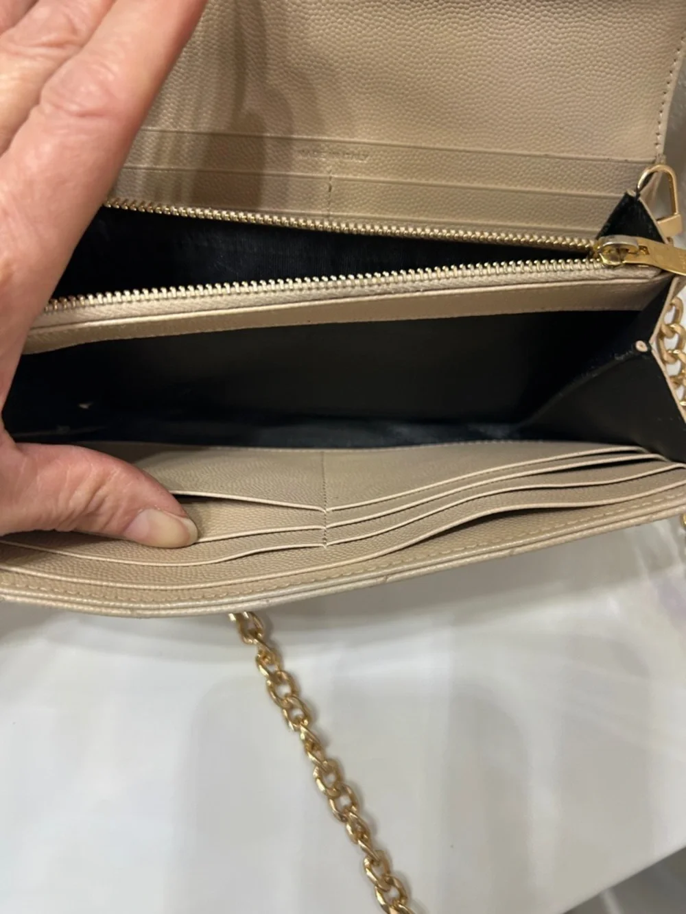 YSL Cassandre Beige Quilted Leather Wallet-on-Chain with Gold YSL Hardware - Picture 5 of 10